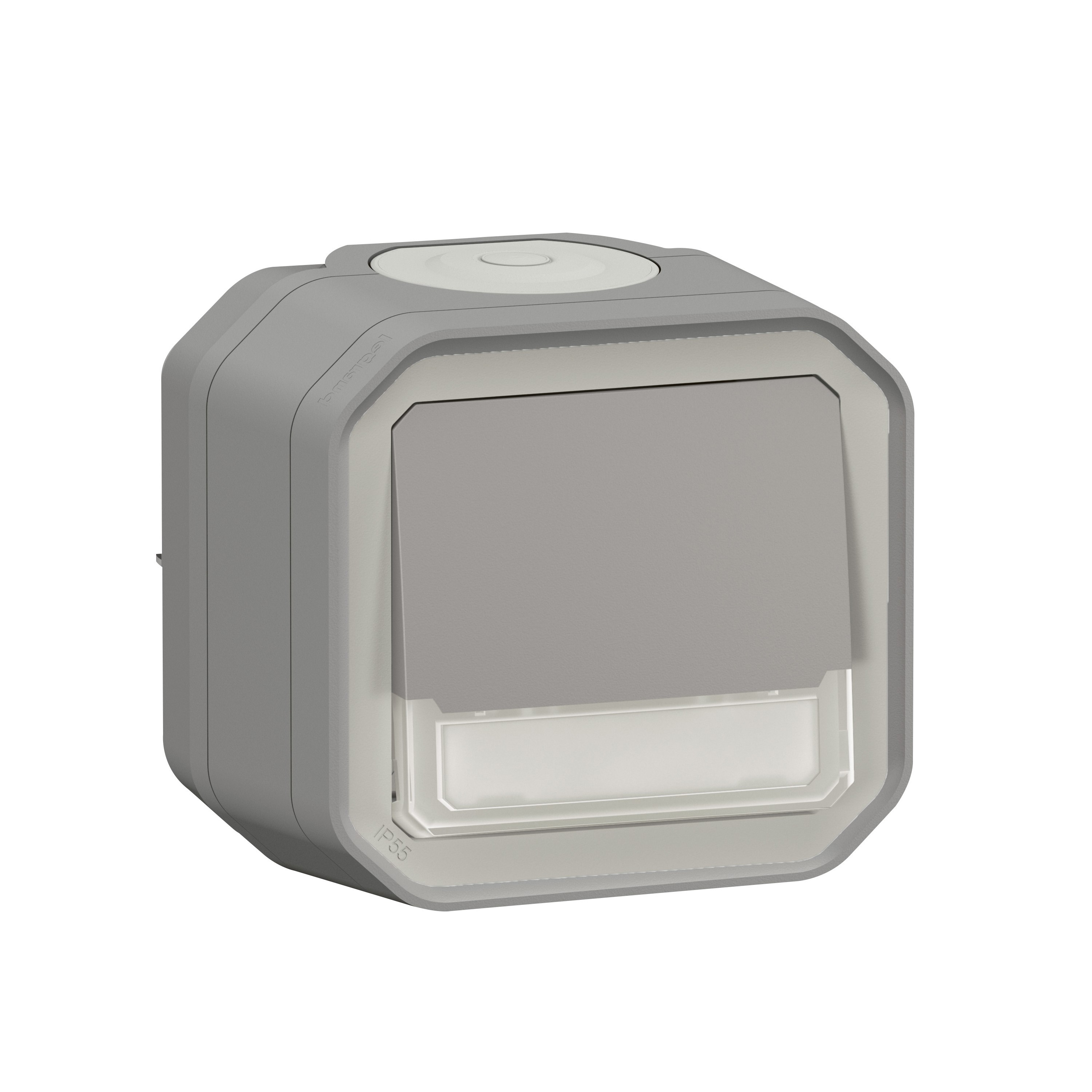Poussoir NO-NF lumineux Plexo IP55 IK08 - Gris - 069544L